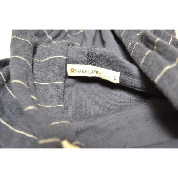 Marine Layer Striped Hooded Long Sleeve Pullover Lightweight Casual Loungewear - Picture 5 of 6